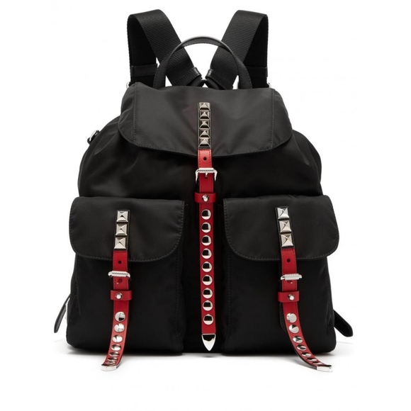 Prada Handbags - NWOT Prada Black Studded Nylon Backpack SS18